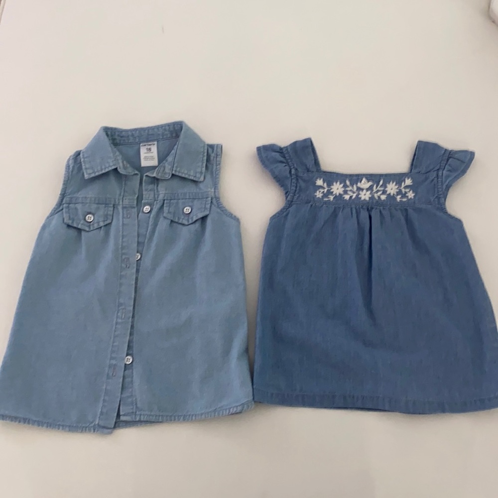 Infant girl’s denim dress and denim top with embroidery sz 18 months